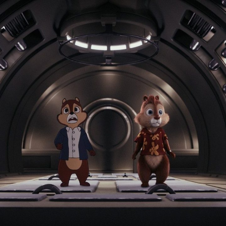 Chip and Dale stand in a tunnel, confused by their surroundings.