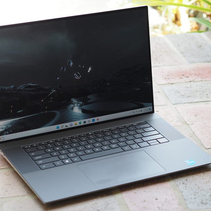 Dell XPS 17 9720 front angled view showing display and keyboard deck.