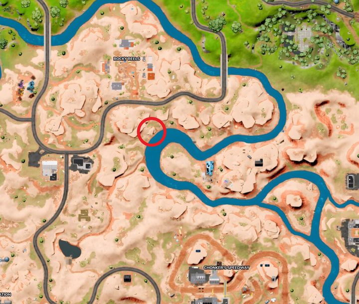 Map of diving board in Fortnite.
