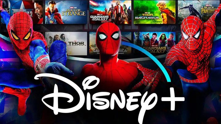 Disney+ backdrop with three different Spiderman images