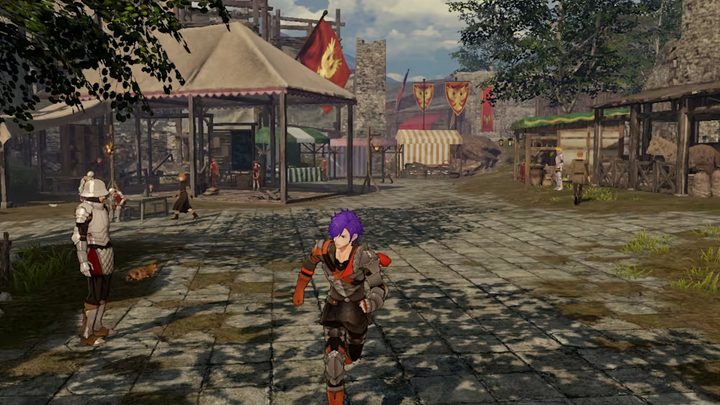 Shez runs around a hub in Fire Emblem Warriors: Three Hopes.