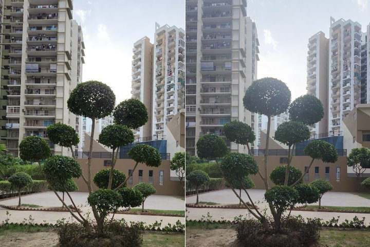 A cropped segment from a 108MP picture clicked by Galaxy S22 Ultra (left) vs 50MP picture clicked by the Galaxy S22
