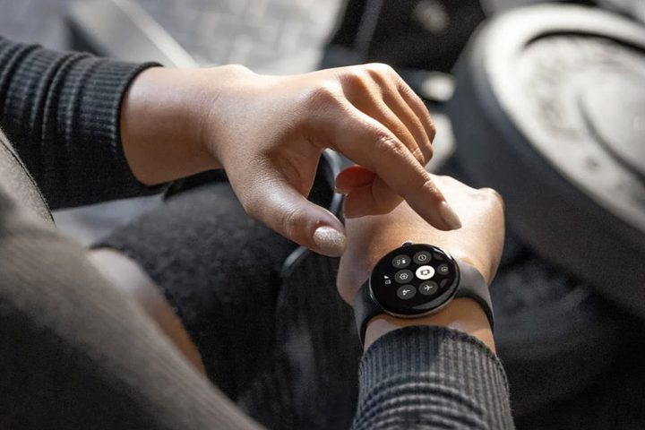 Lifestyle image of someone wearing a Google Pixel Watch.