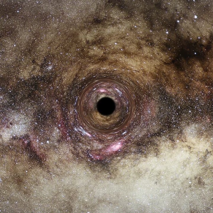 An artist’s impression of a black hole drifting through our Milky Way galaxy.