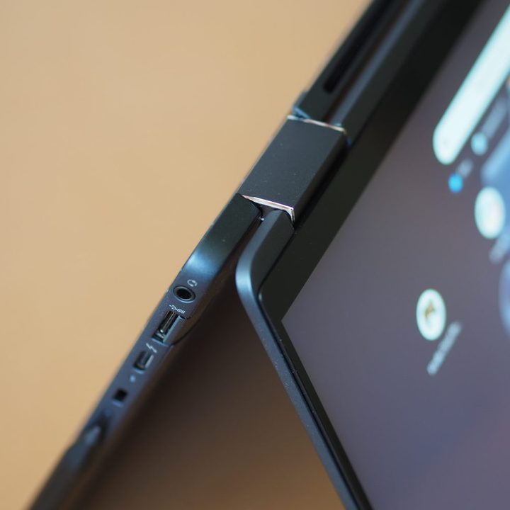HP Elite Dragonfly Chromebook top down view showing hinge.