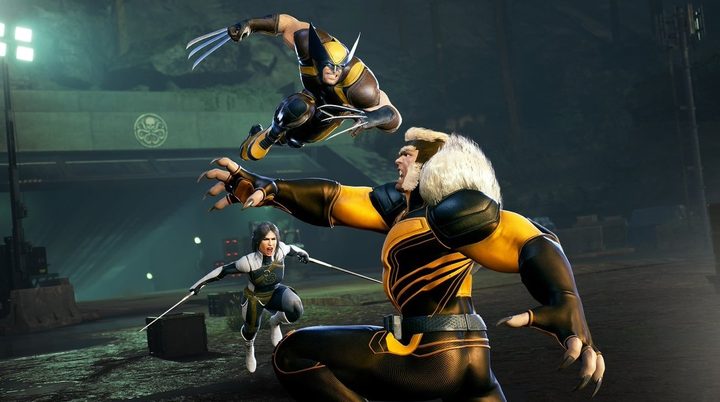 Wolverine and the Hunter charging at Sabertooth in Marvel Midnight Suns.