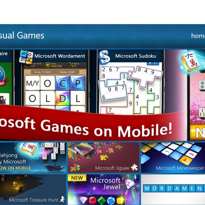 several microsoft casual games on a list.