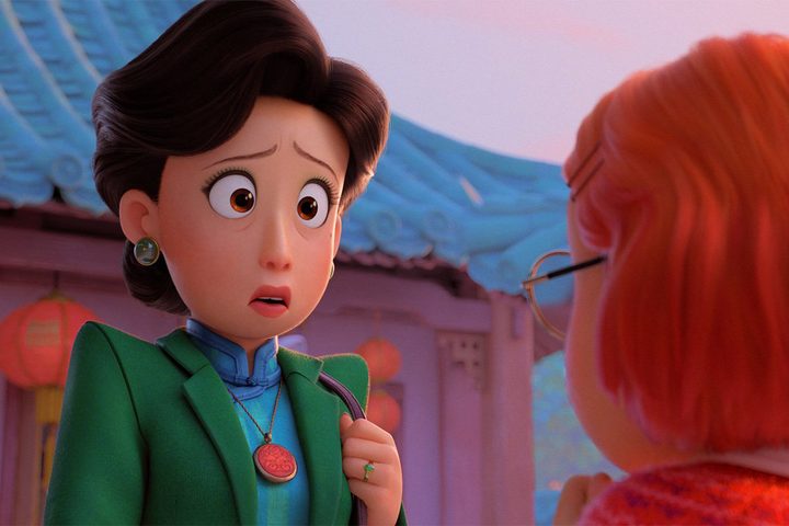 Ming Lee looks concerned in Turning Red (2022)