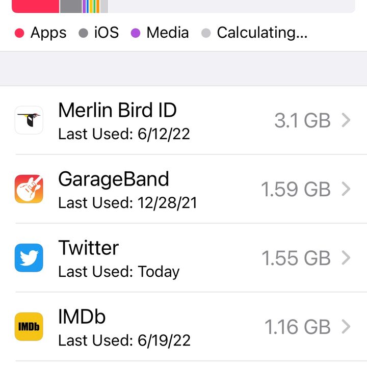 iPhone app list.