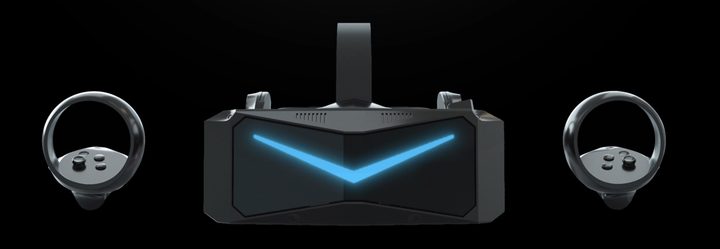 Pimax Crystal VR headset and controllers.