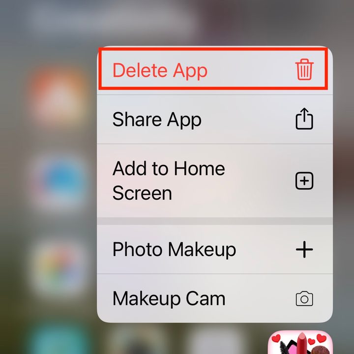 Remove app with menu.