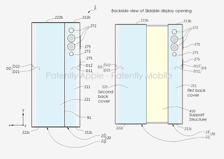A Samsung patent showing a rollable smartphone design.
