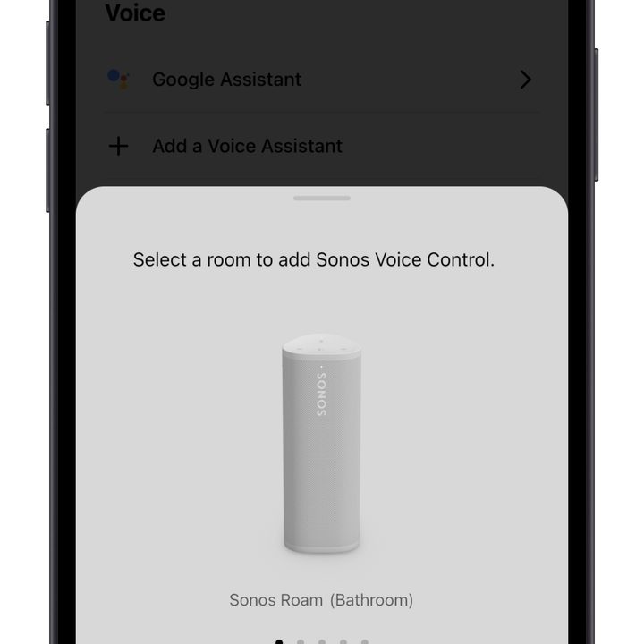 Sonos app showing speaker selection screen.