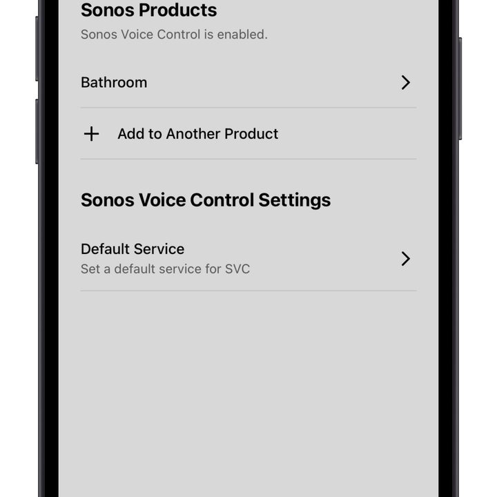 Sonos app showing Sonos Voice Control screen.