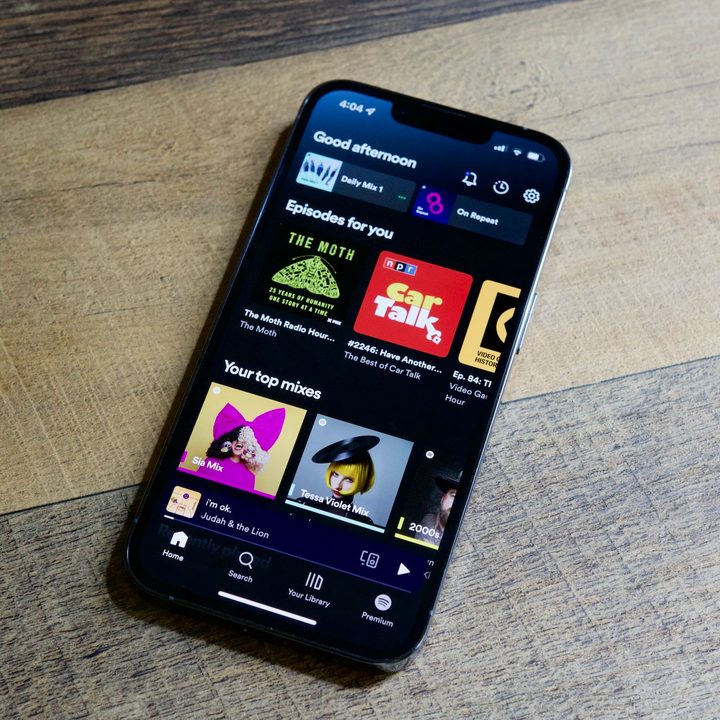 The Spotify app on an iPhone, showing the Home page.