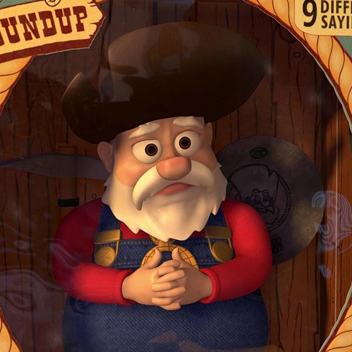 Stinky Pete in a box in Toy Story 2.