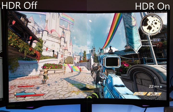 HDR comparison in Tina Tiny's Wonderlands.