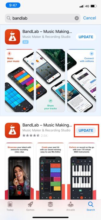 Update iPhone apps manually.