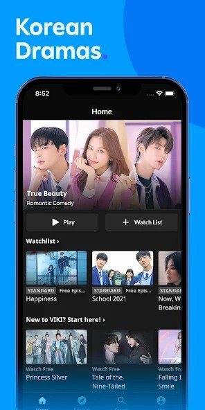 Viki app showing Korean dramas.