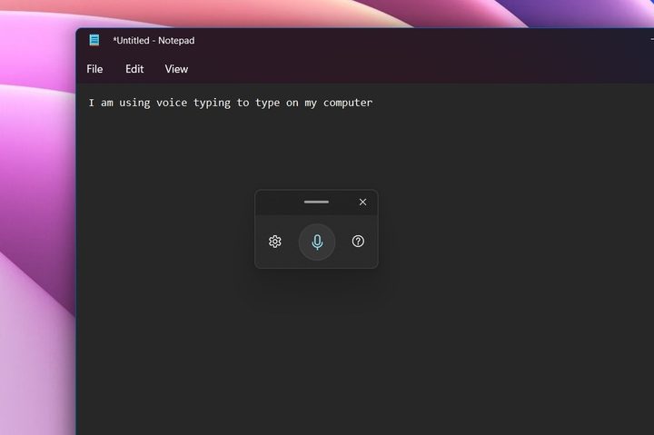 Using the voice typing feature in Windows 11.