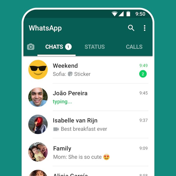 WhatsApp contact list.