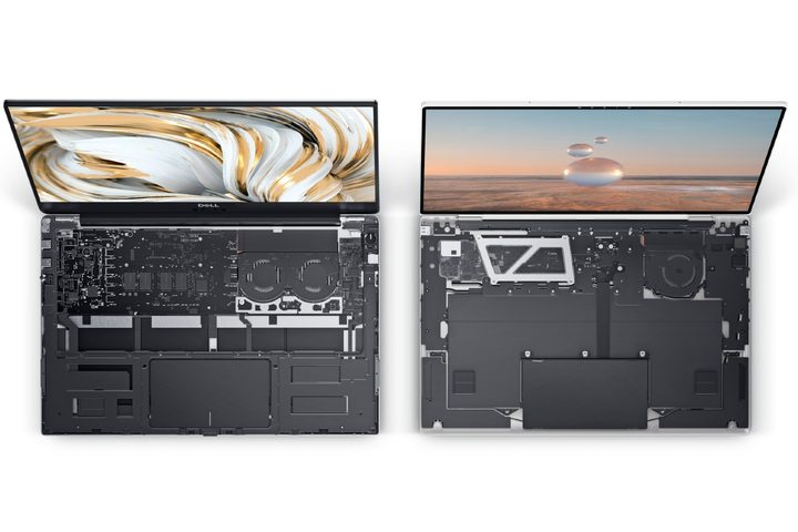 The internals of the old XPS 13 compared to the new one.