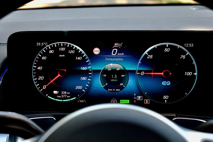 Digital instrument cluster in the 2022 Mercedes-Benz EQB.