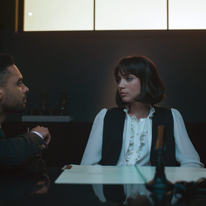 Regé-Jean Page lectures Ana de Armas.
