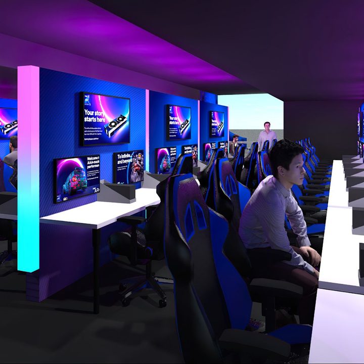 Intel's mobile gaming cafe.