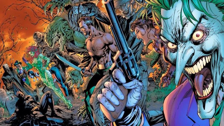 Joker and several other Batman villains in comic book art for Hush.