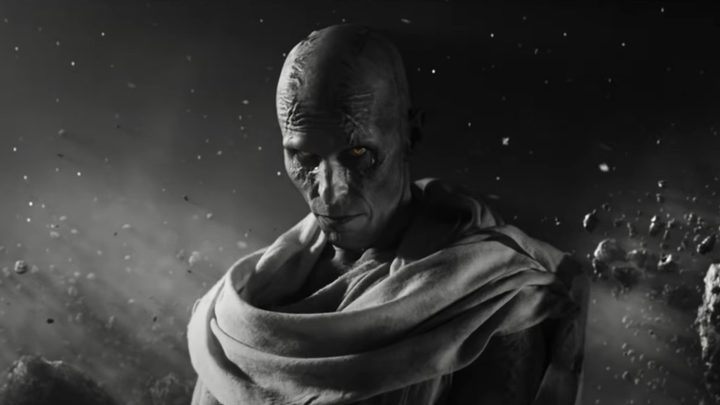 Gorr the God Butcher staring menacingly in black and white promo for Love and Thunder.