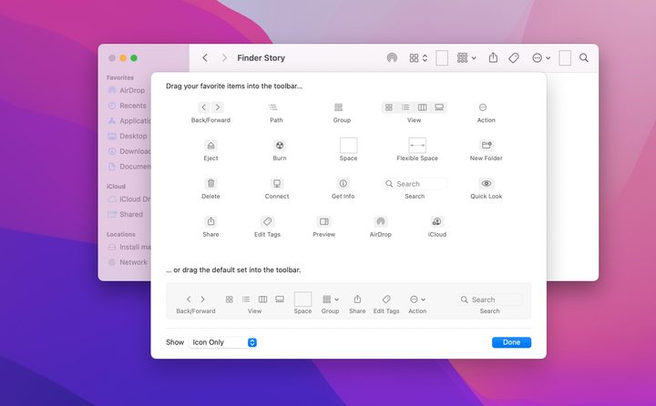 Customizing the Toolbar in Finder