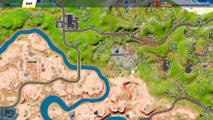 Map of runes in Fortnite.