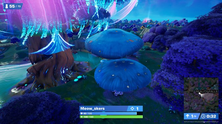 Giant mushrooms in Fortnite.