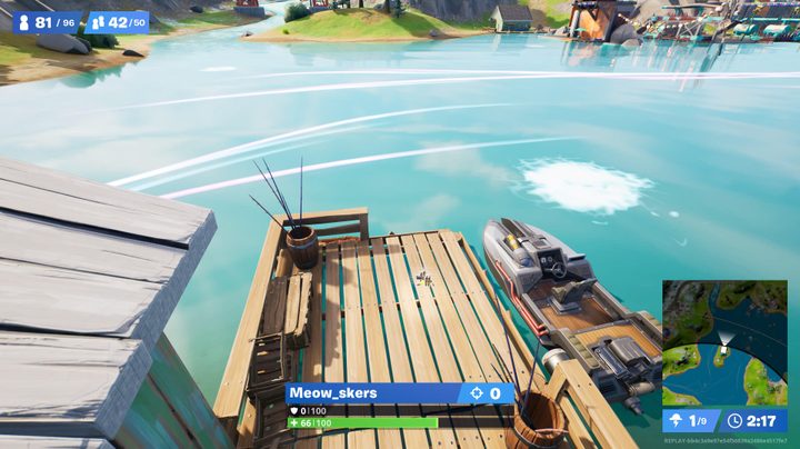 Lake and dock in Fortnite.