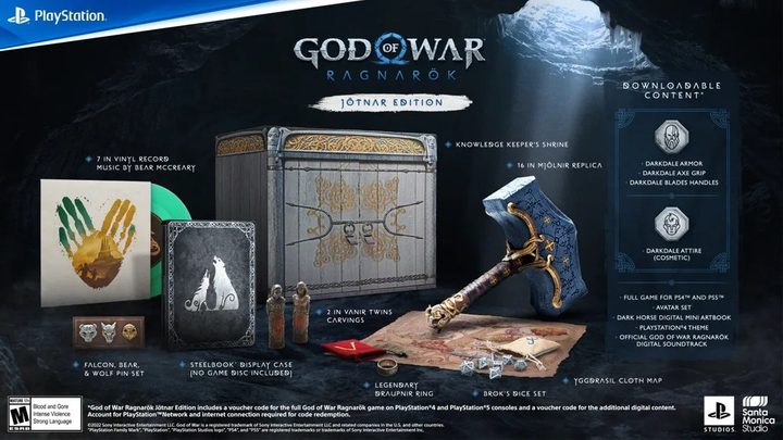 A display of god of war goodies.