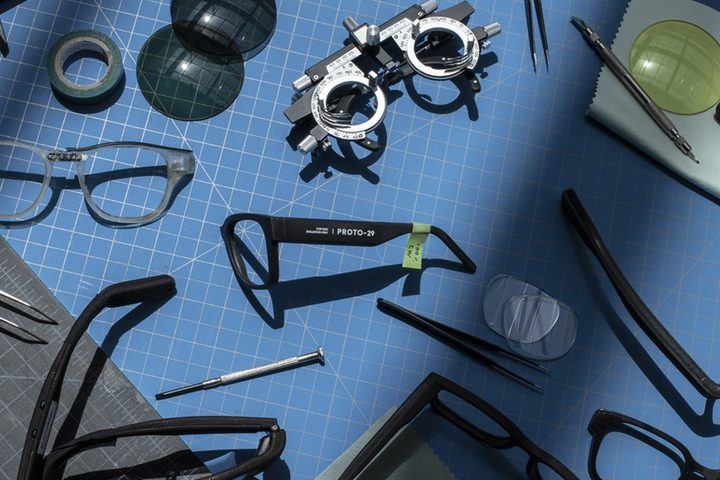 Google's AR glasses laying on a table.