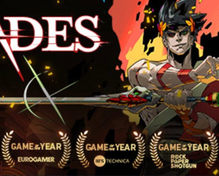 Hades banner as shown on Steam with Game of the Year accolades awarded by IGN, Eurogamer, Ars Technica, Rock Paper Shotgun, and Polygon.