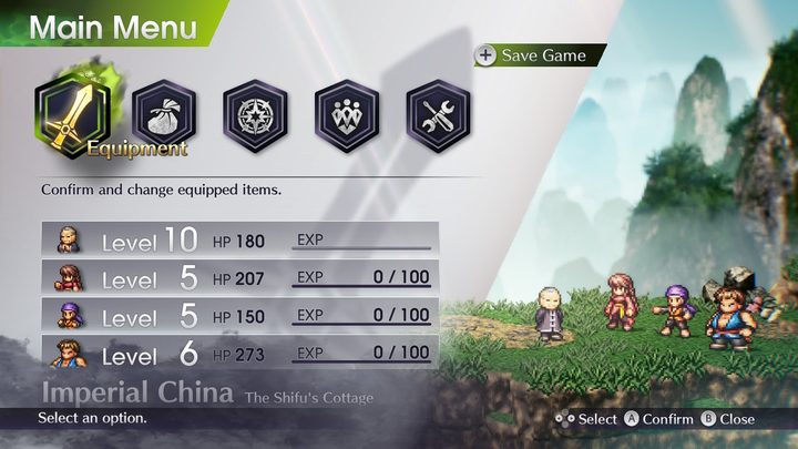 The updated menus in a Live A Live look amazing