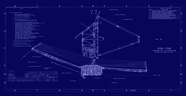 a blueprint of the James Webb Space Telescope