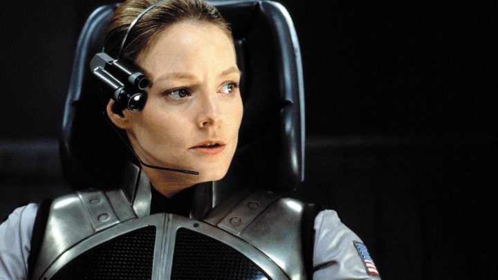 Ellie in a spaceship turning to her left in Contact.
