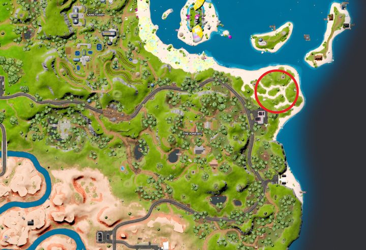 Map of The Joneses in Fortnite.