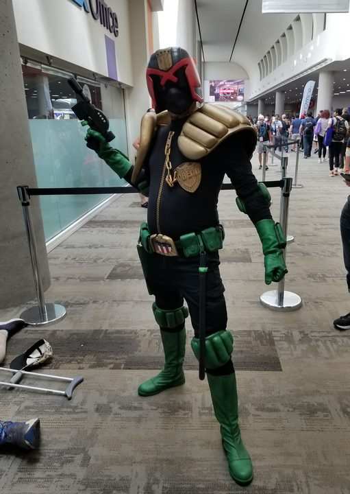 A fan dressed as Judge Dredd.