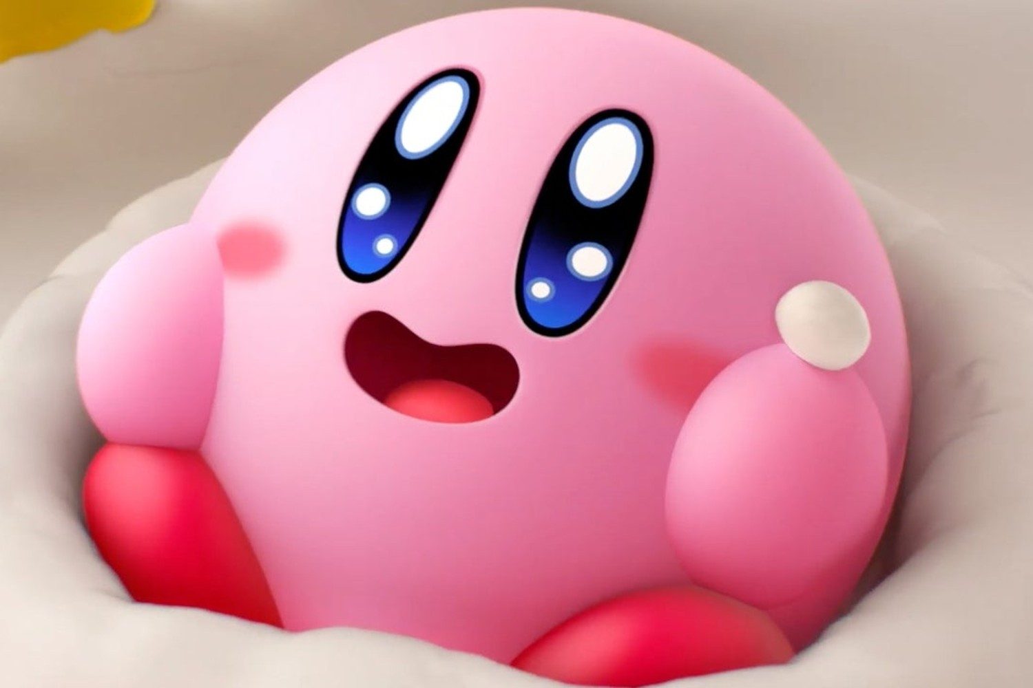 Kirby with big bright eyes.