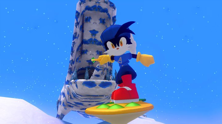 Screenshot from Klonoa Phantasy Reverie Series of Klonoa in the snow.