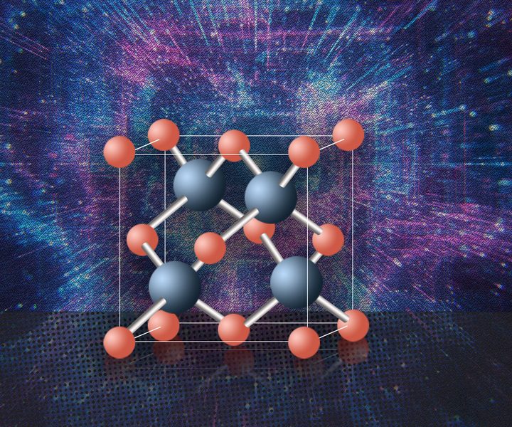 A graphic depicting cubic boron arsenide.