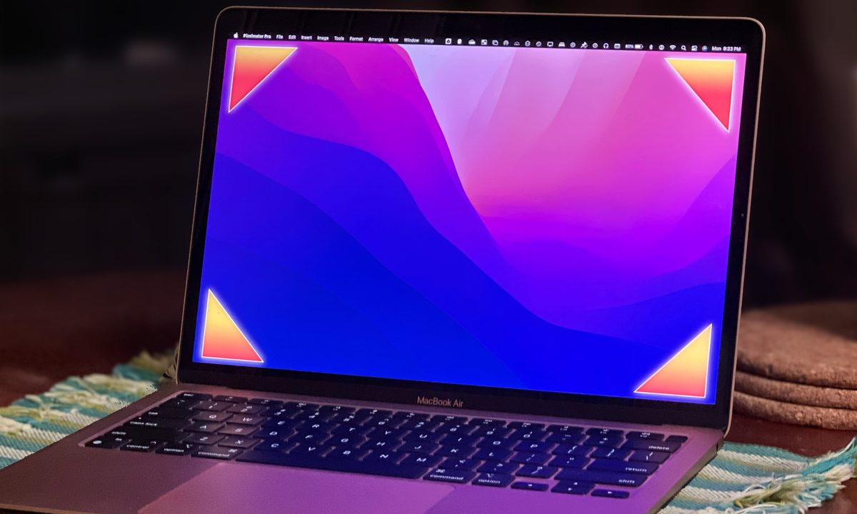 A MacBook Air's gold finish looks great in low light.