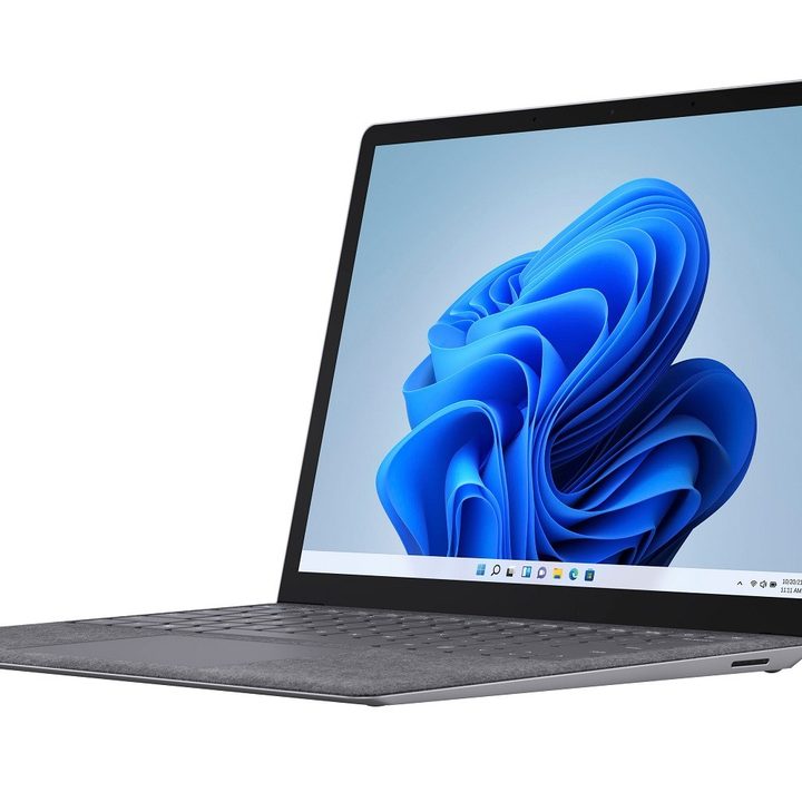 A diagonal front view of a Microsoft Surface Laptop 4 on a white background.