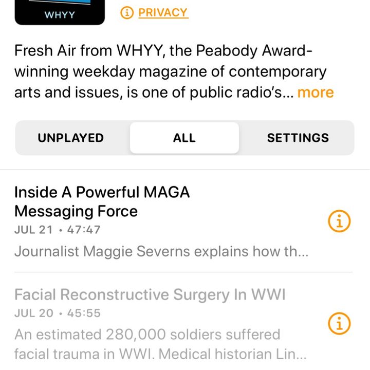 Overcast app.