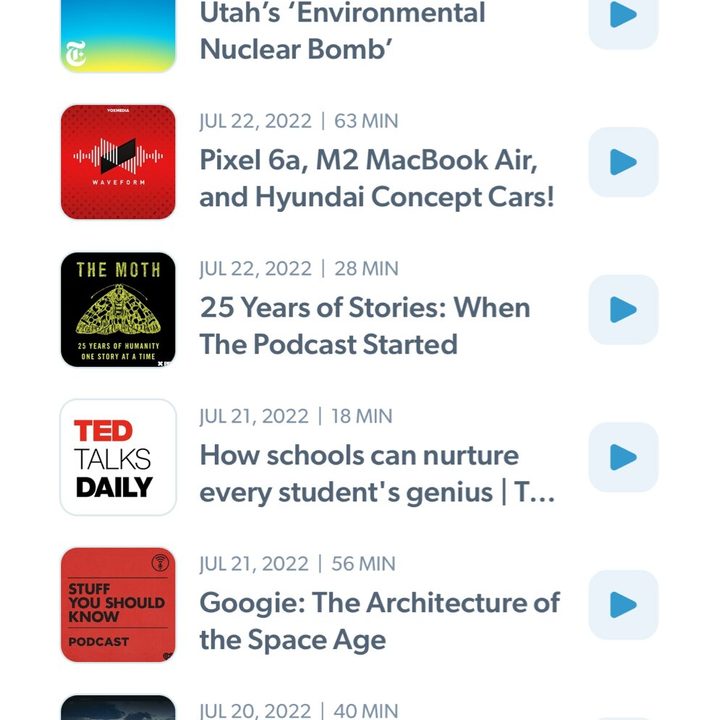 Stitcher app.